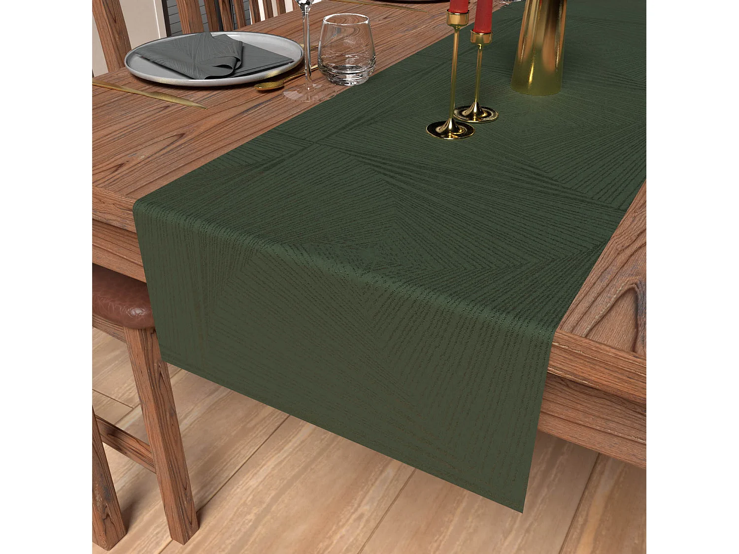 Chemin de table 40x180 cm LUXURY vert, par Soleil d'Ocre