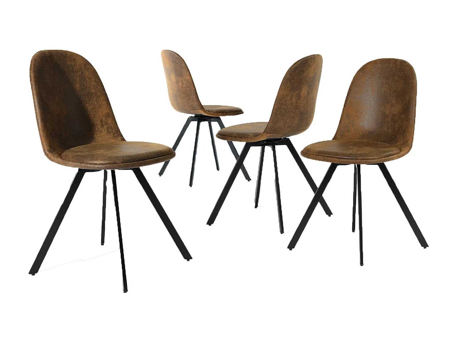 Lot de 4 chaises de salle à manger suède marron pivotant et pieds noirs SUNFLOWER SUEDE BROWN 4PCS