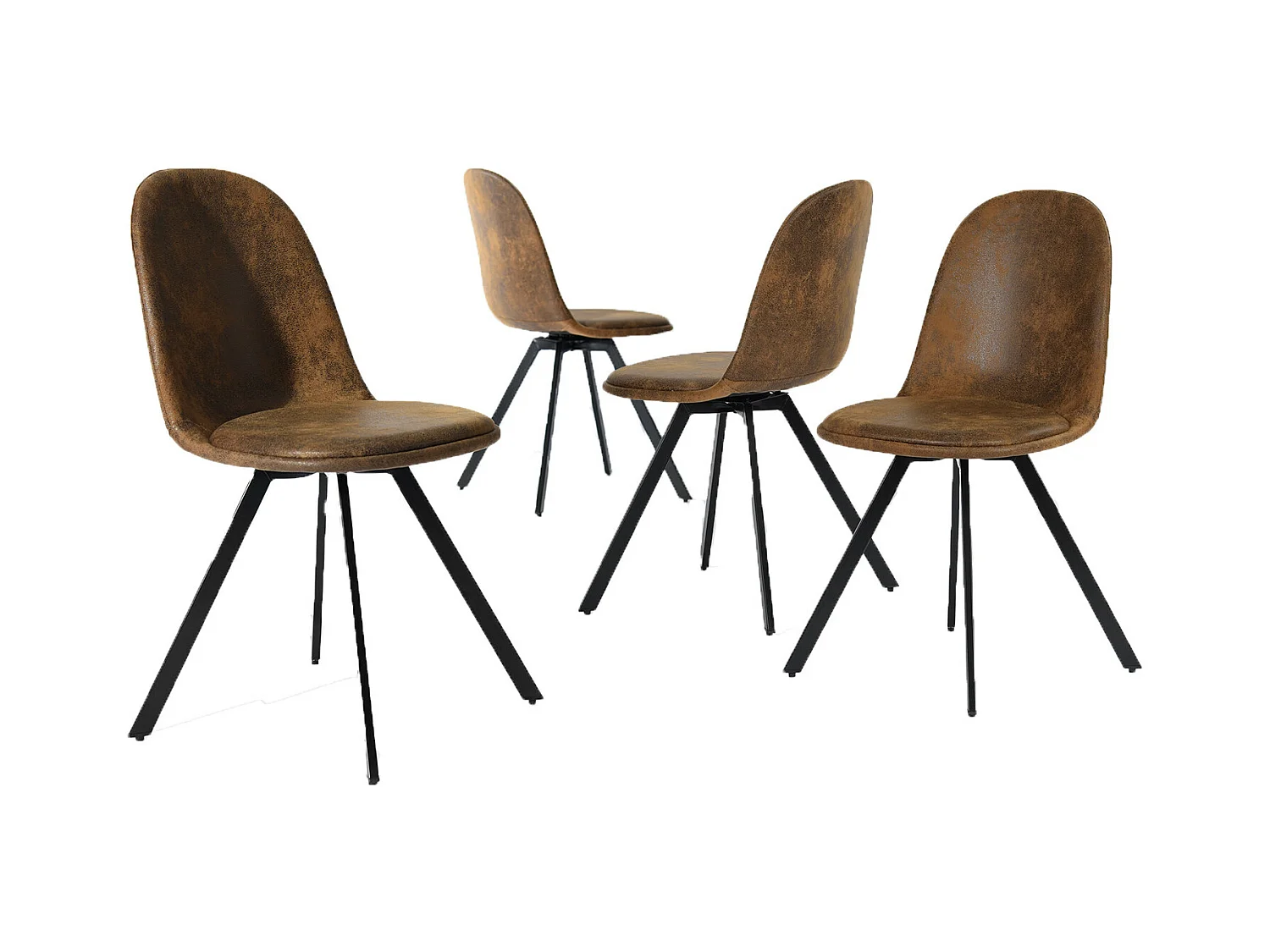 Lot de 4 chaises de salle à manger suède marron pivotant et pieds noirs SUNFLOWER SUEDE BROWN 4PCS