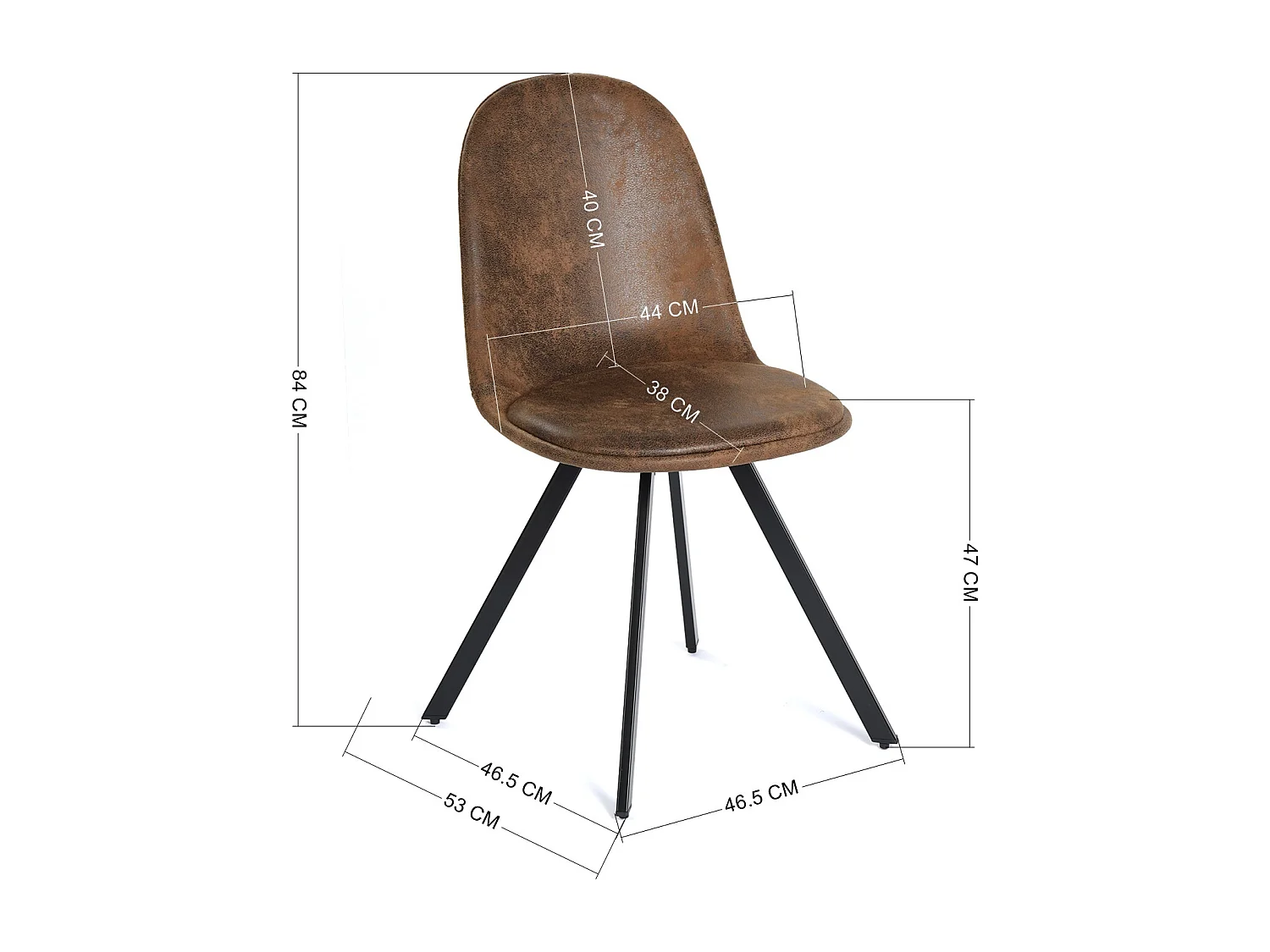 Lot de 4 chaises de salle à manger suède marron pivotant et pieds noirs SUNFLOWER SUEDE BROWN 4PCS