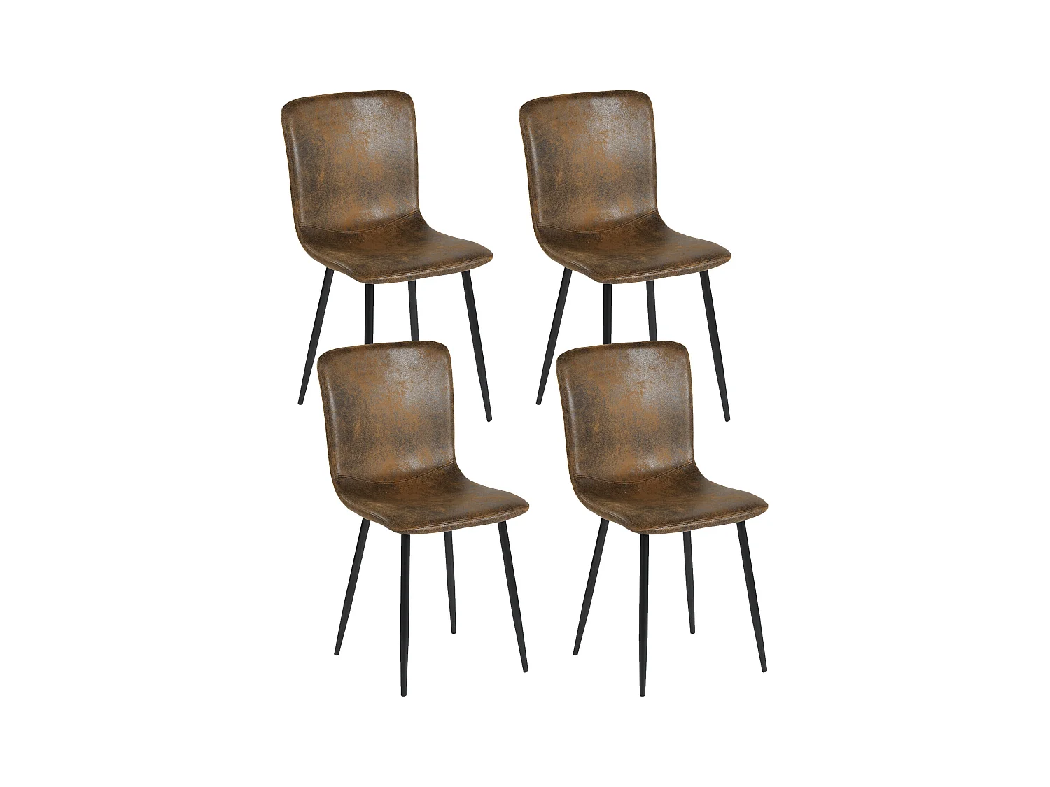 URBAN MEUBLE Lot de 4 chaises de salle à manger vintage marron suède pied noir