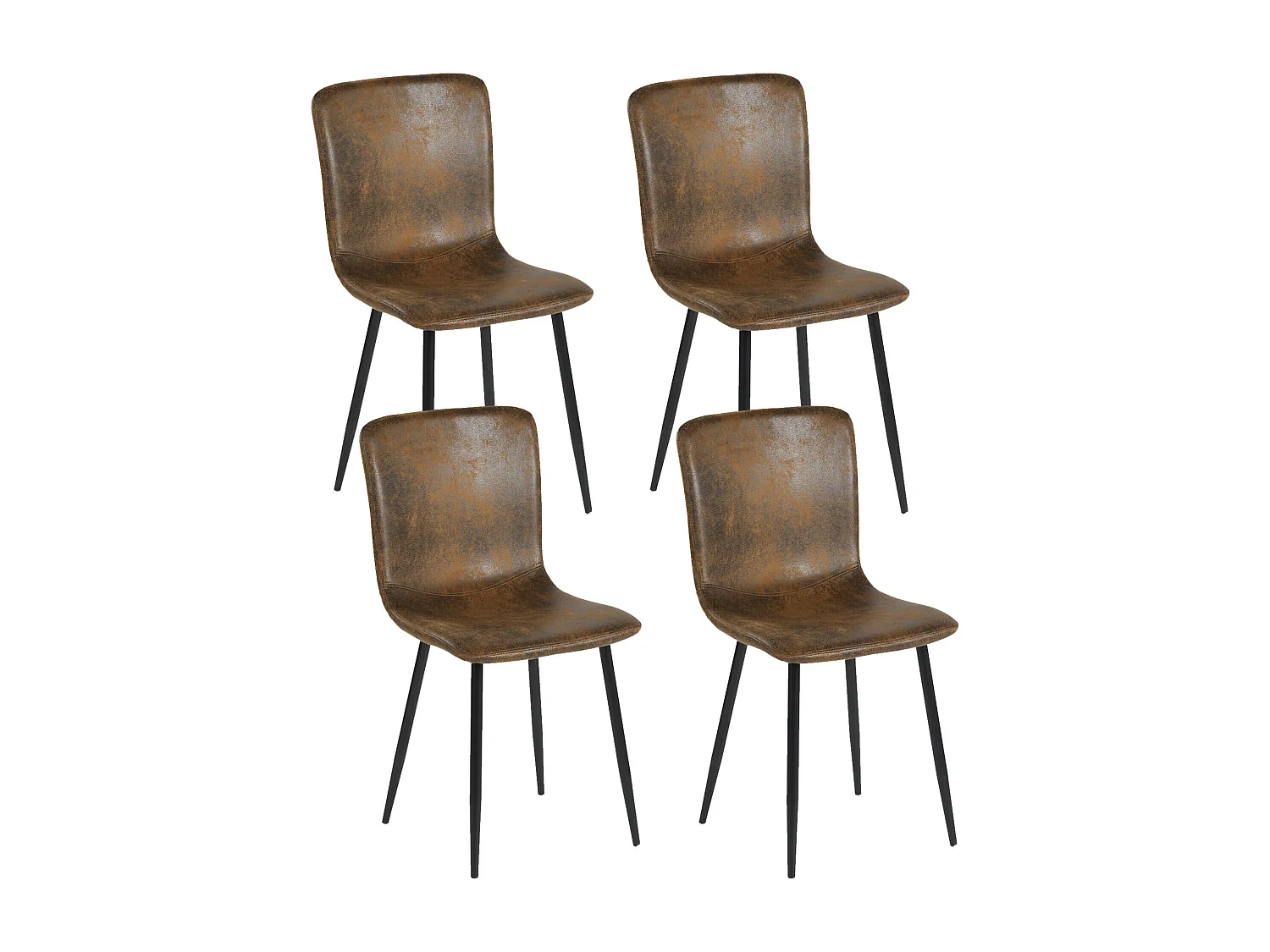 URBAN MEUBLE Lot de 4 chaises de salle à manger vintage marron suède pied noir
