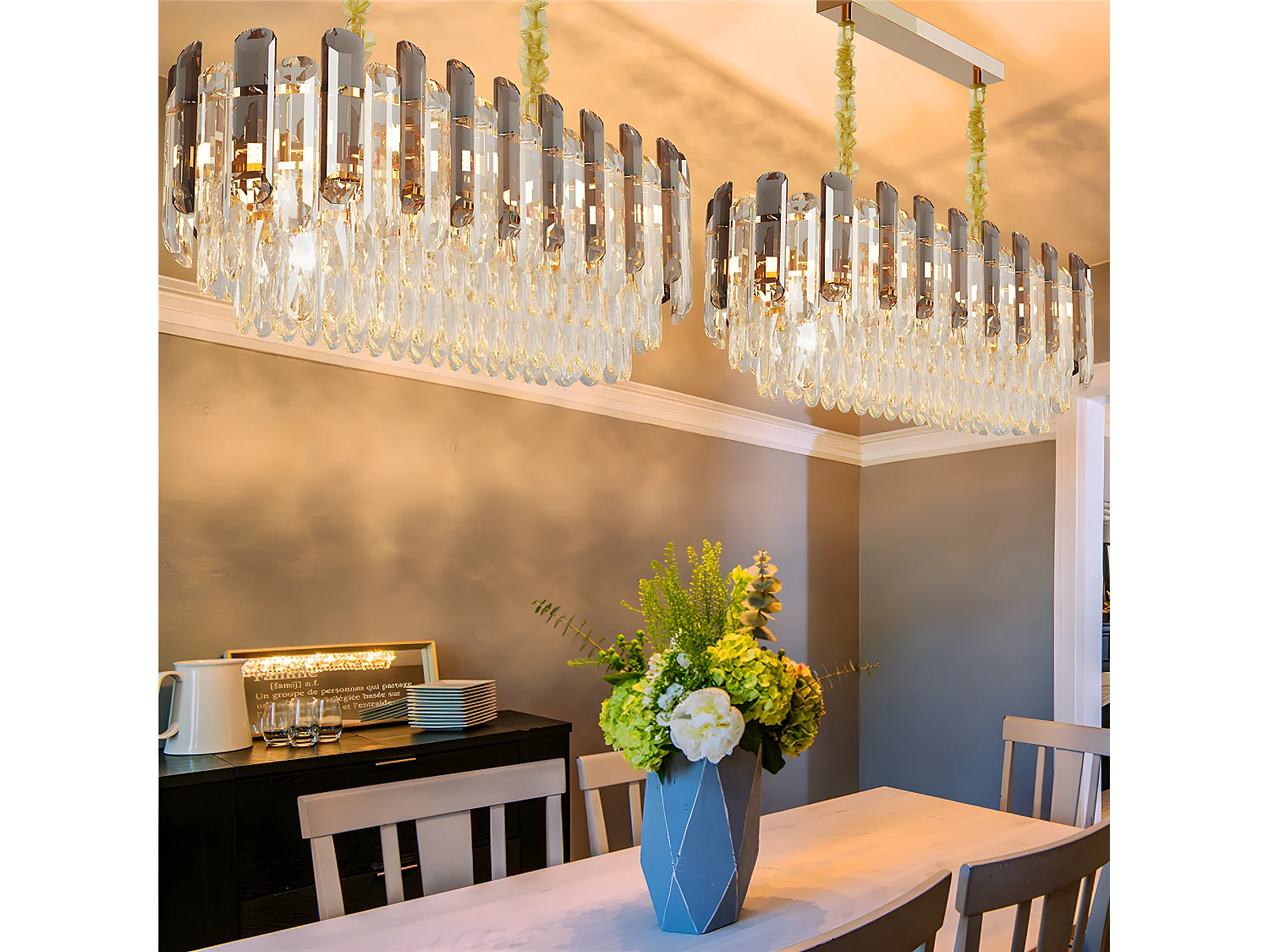 Lampe de plafond large - Lustre cristal LED design - Suspension de plafond  E14