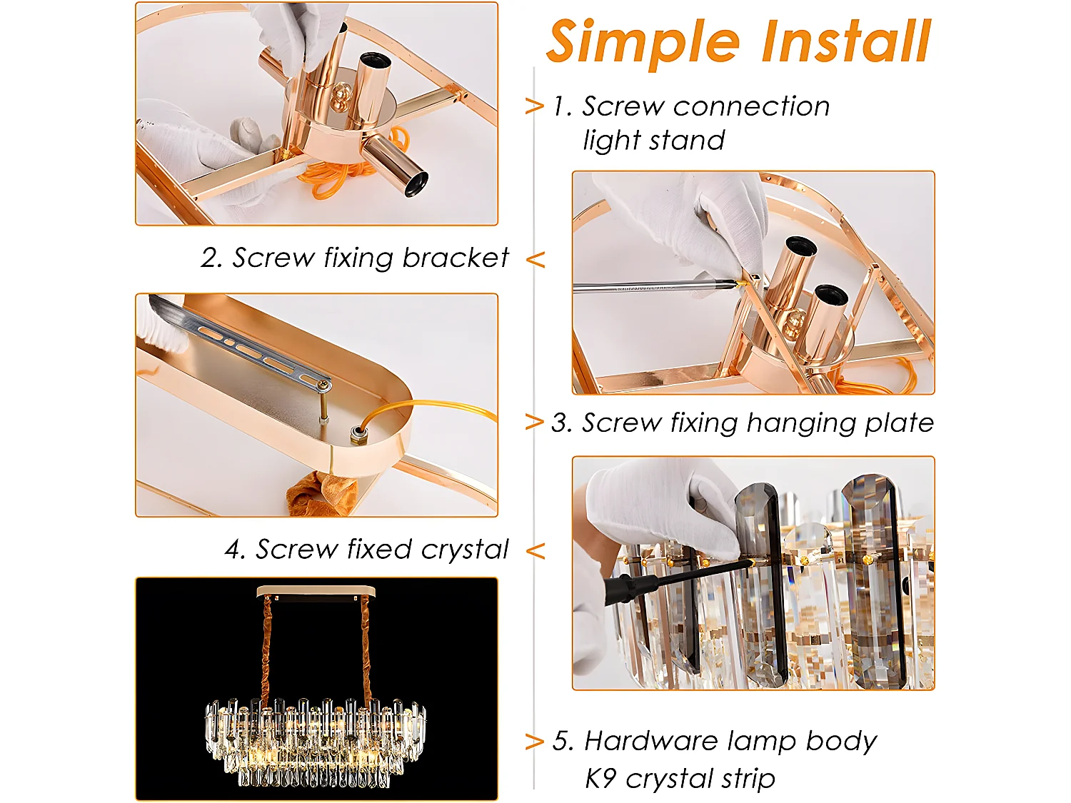 Lampe de plafond large - Lustre cristal LED design - Suspension de plafond