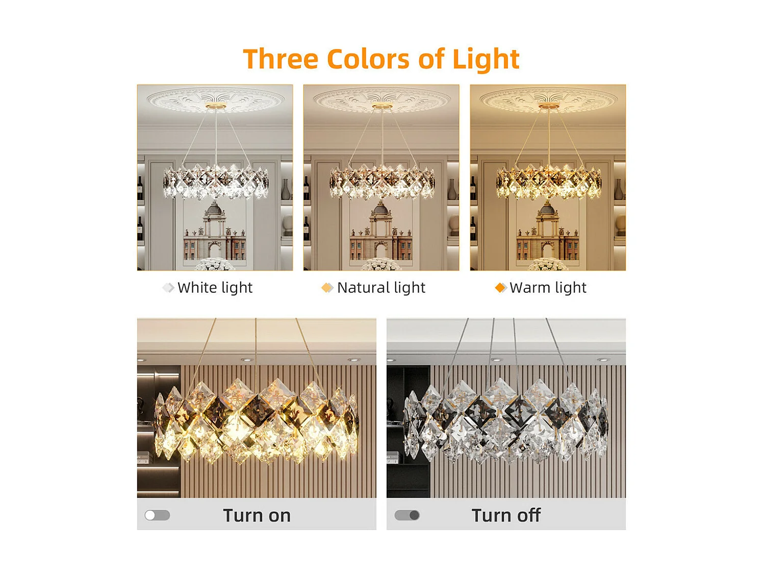 Lampe de plafond large - Suspension cristal LED design - Pendentif  de plafond