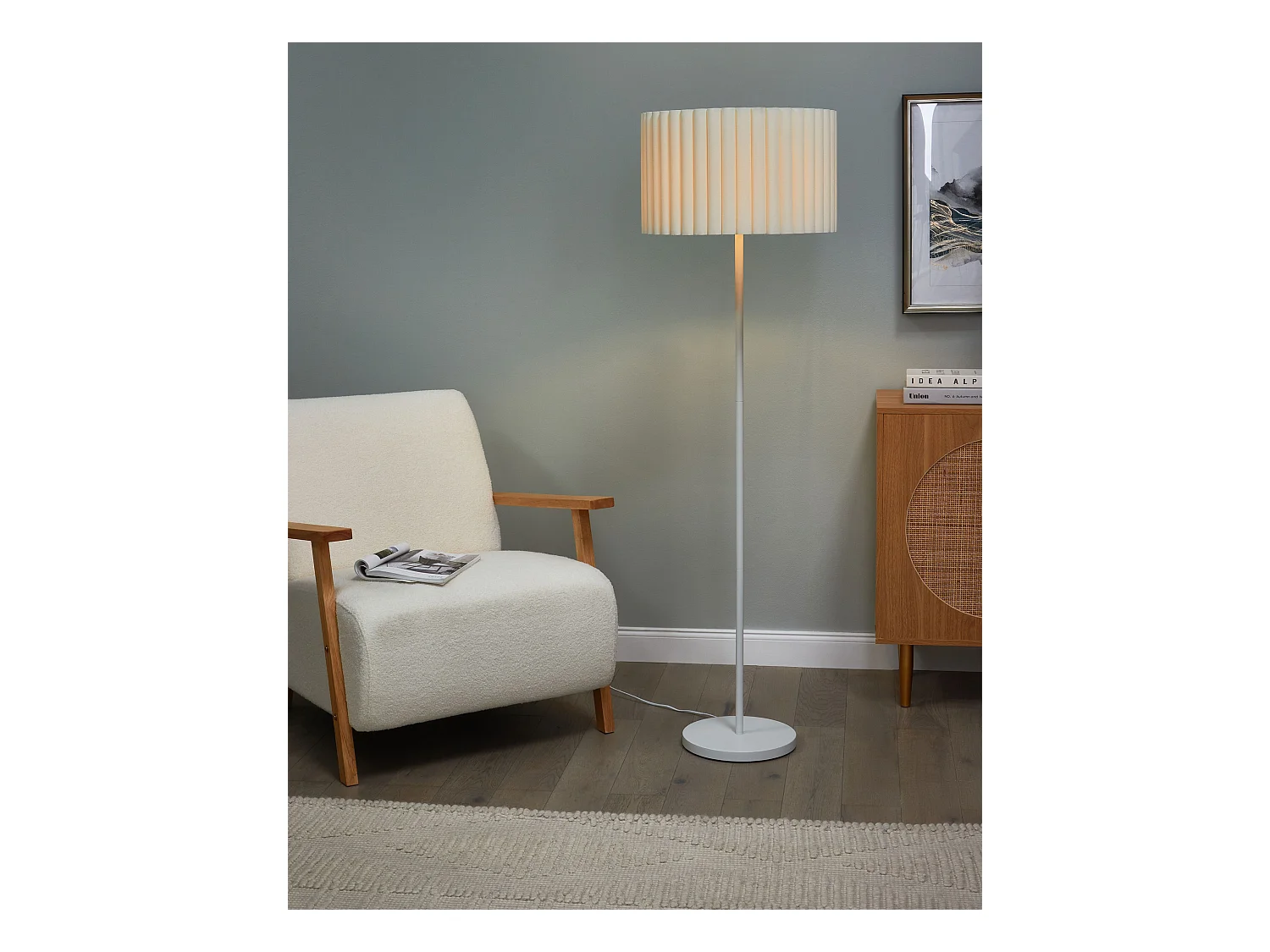 Lampadaire LOURENS Métal Blanc cassé