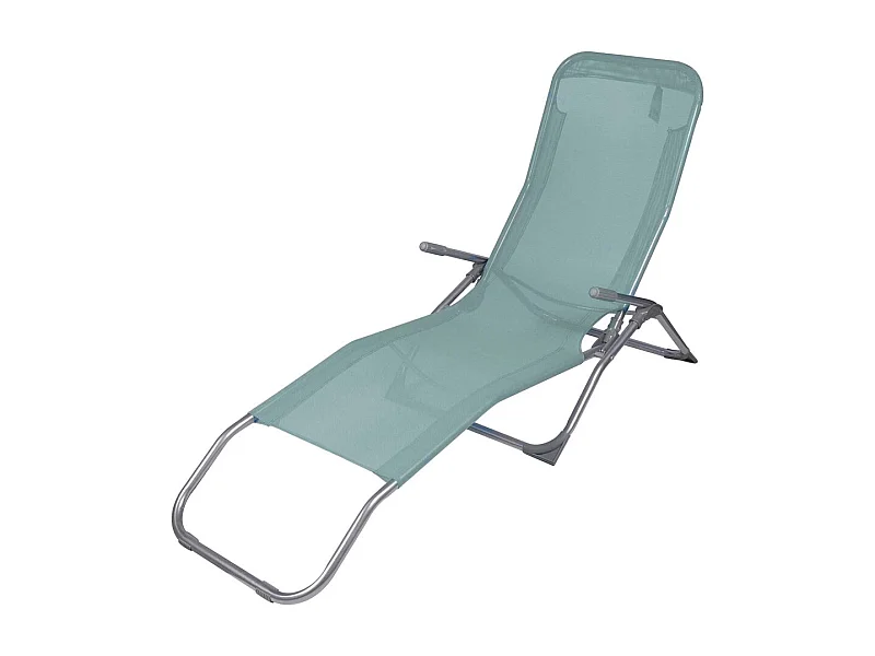 Lot de 2 chaises longue / bain de soleil coloris Bleu gris 140x95x61cm