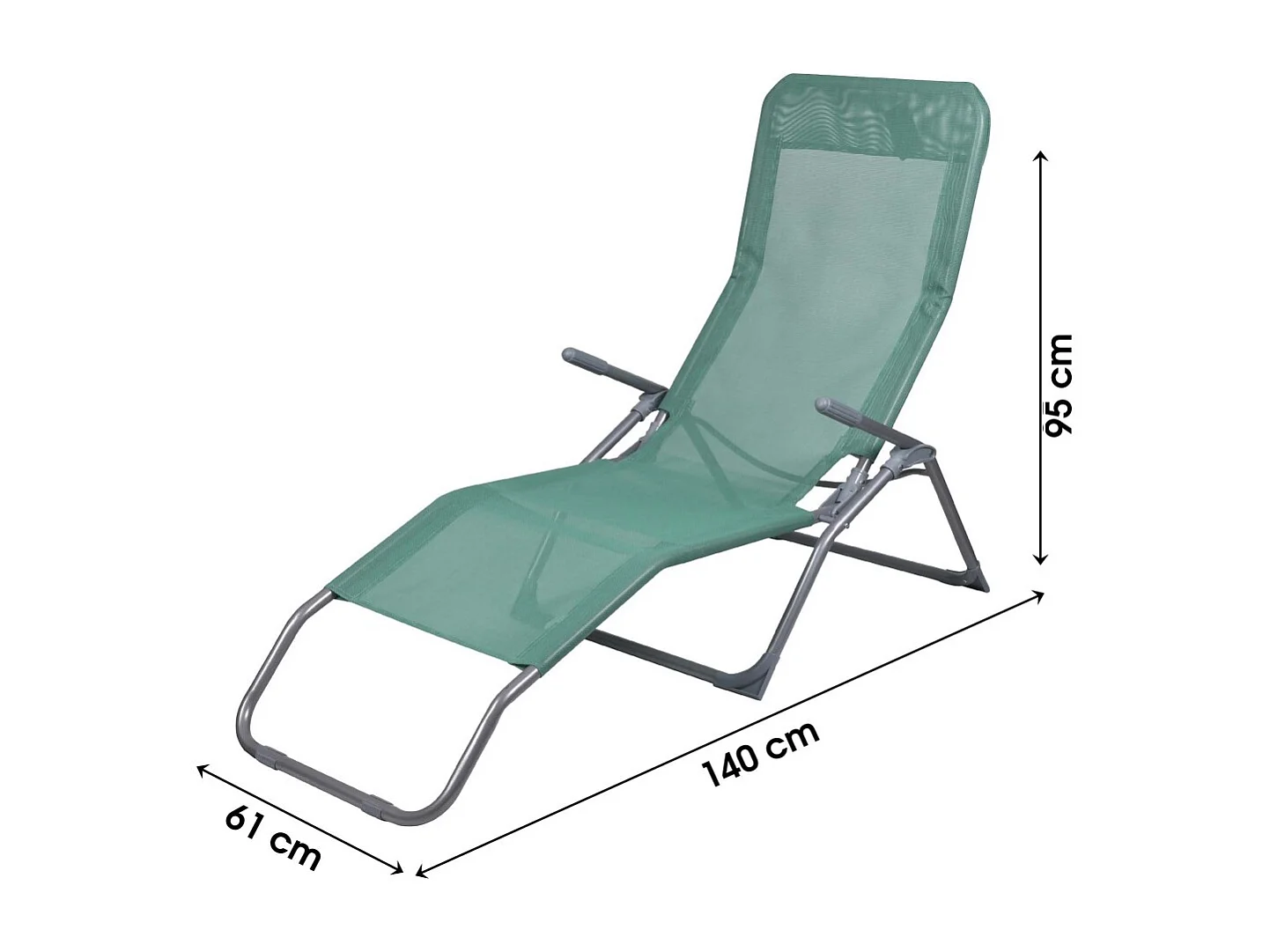 Lot de 2 chaises longue / bain de soleil coloris Vert 140x95x61cm