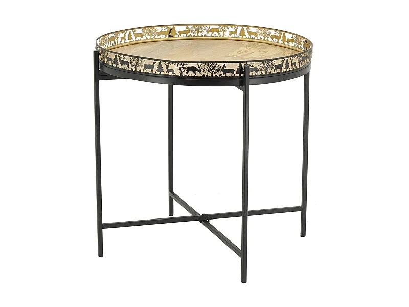 Table d'appoint Cerf en métal et bois Grand modèle