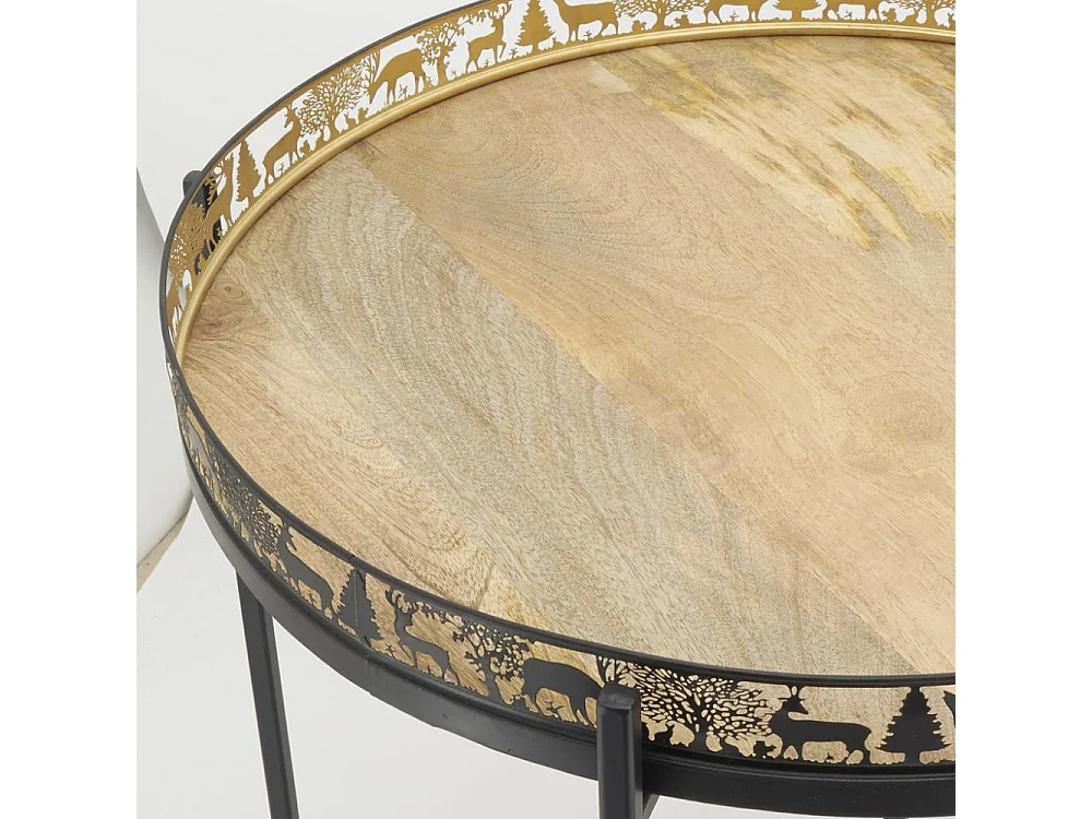 Table d'appoint Cerf en métal et bois Grand modèle