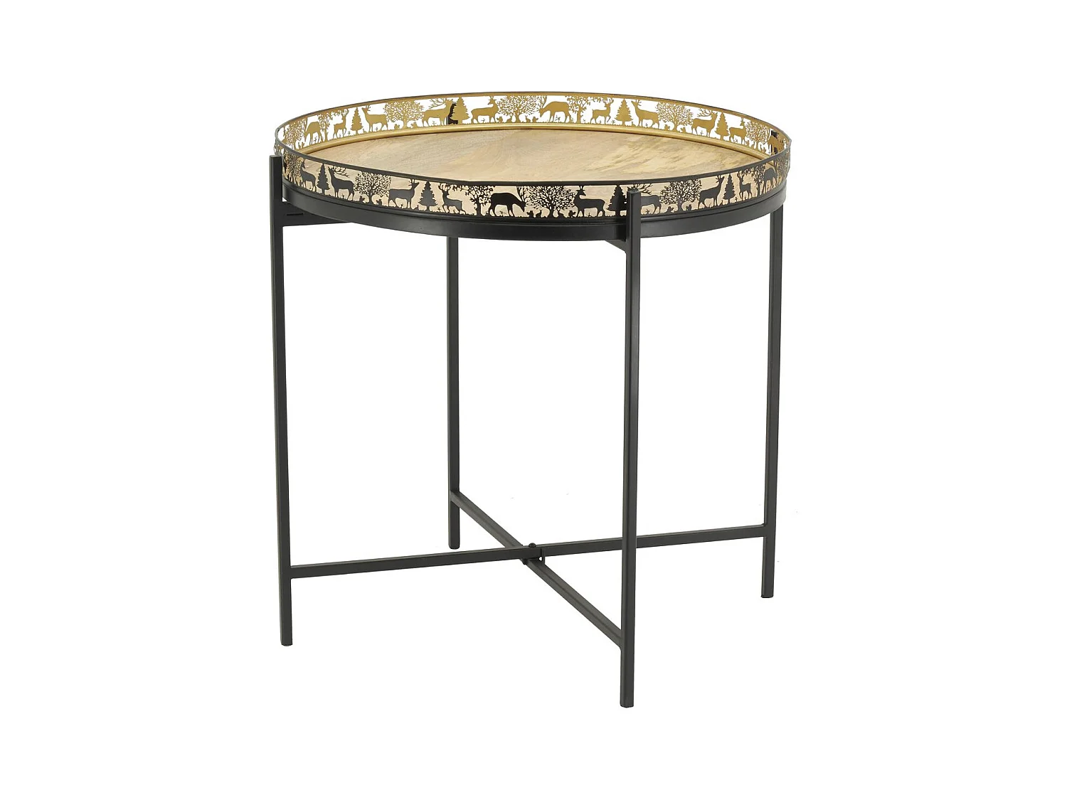 Table d'appoint Cerf en métal et bois Grand modèle