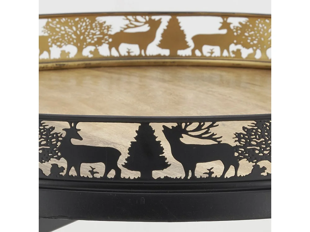 Table d'appoint Cerf en métal et bois Grand modèle