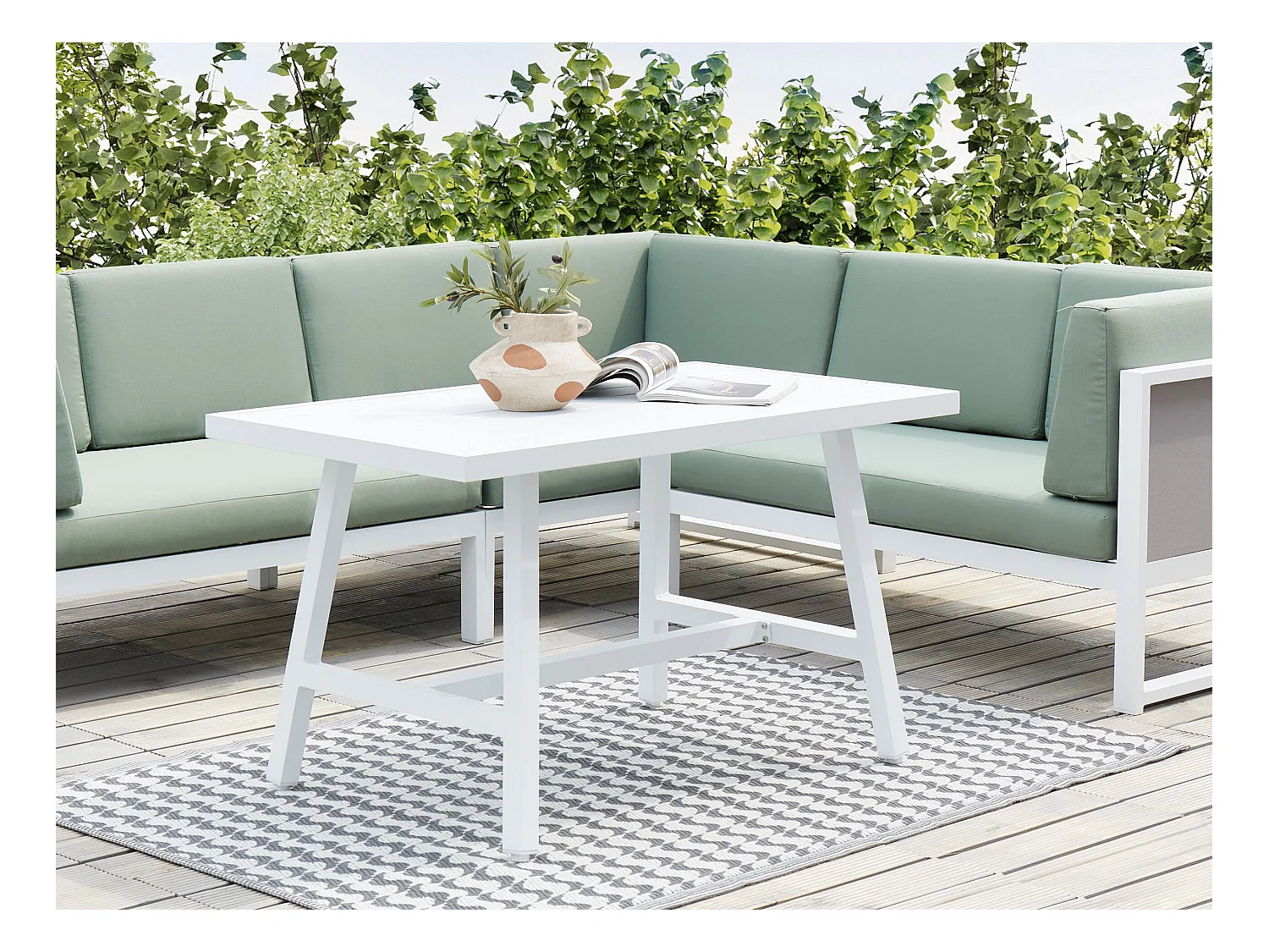 Gartentisch FRATTE 120 cm 64 cm Metall Weiss