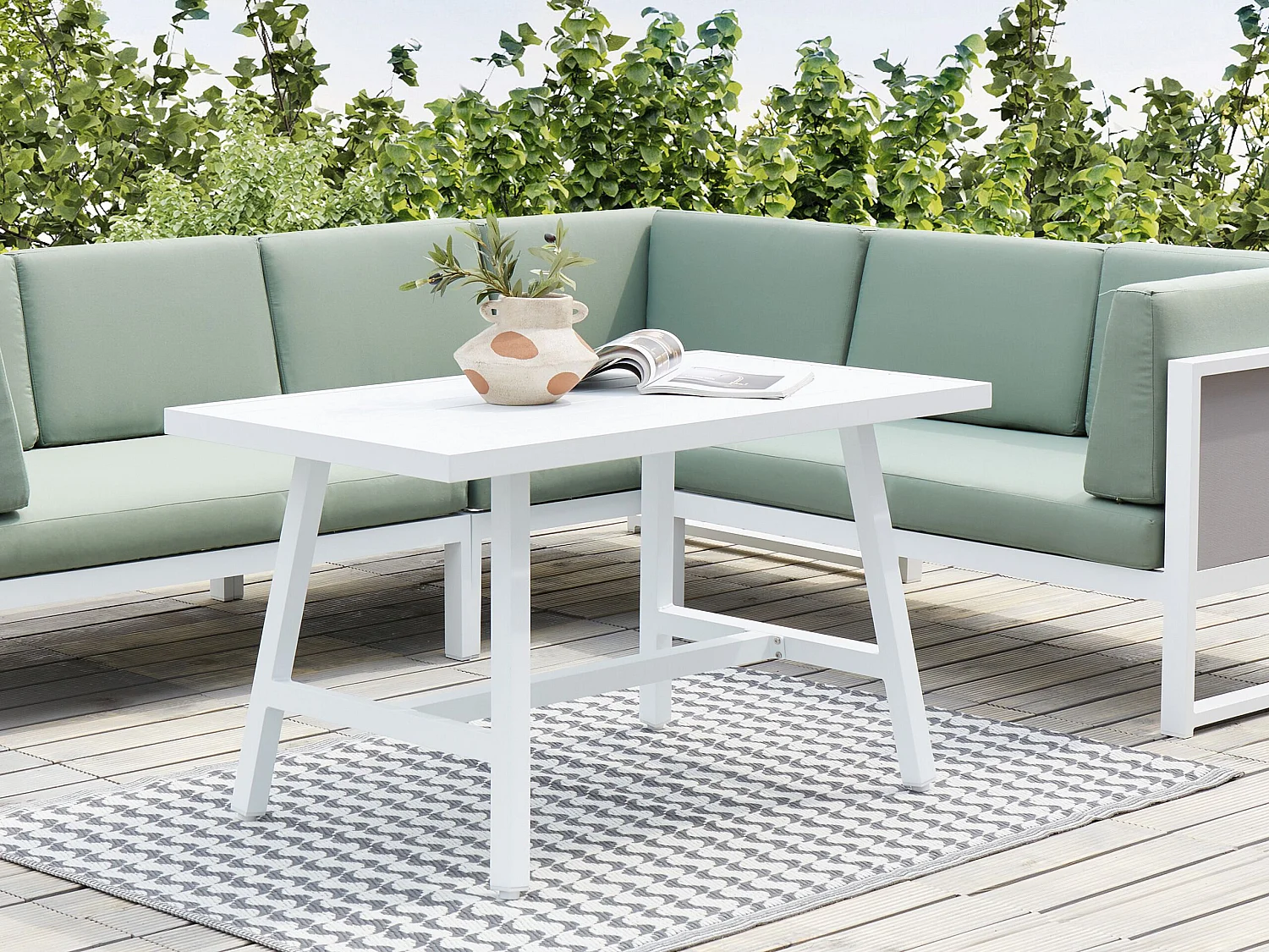 Table de salle à manger de jardin FRATTE 120 cm 64 cm Métal Blanc