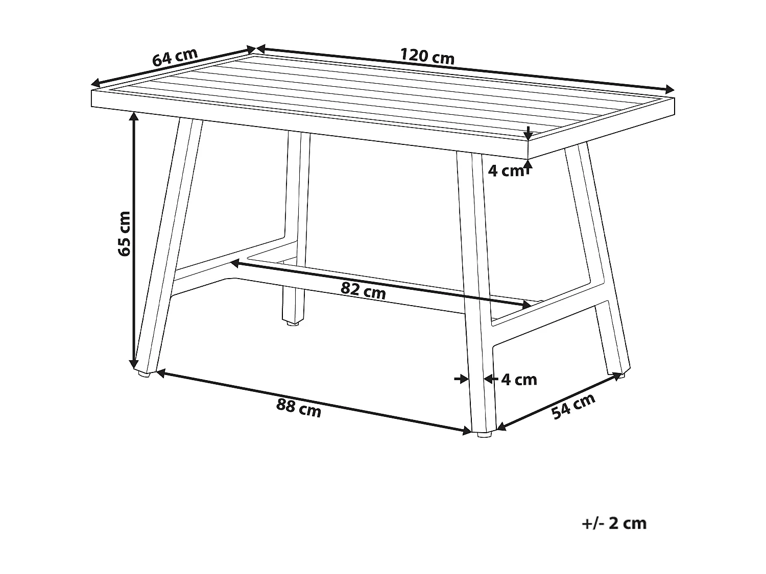 Table de salle à manger de jardin FRATTE 120 cm 64 cm Métal Blanc