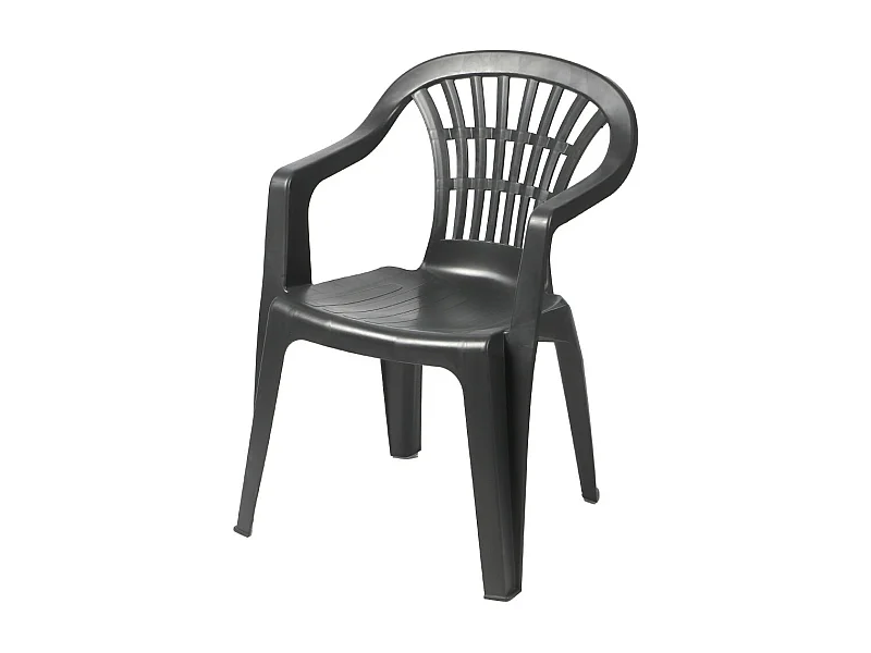 Lot de 4 chaises de jardin coloris gris anthracite 58x56xH80cm