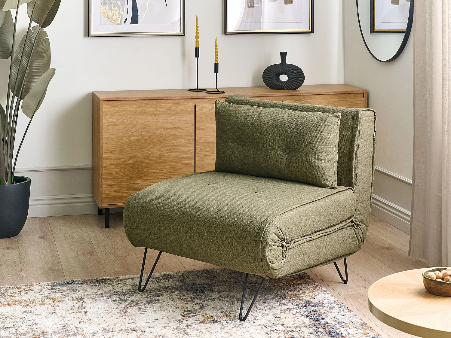 Fauteuil convertible VESTFOLD Tissu Vert olive