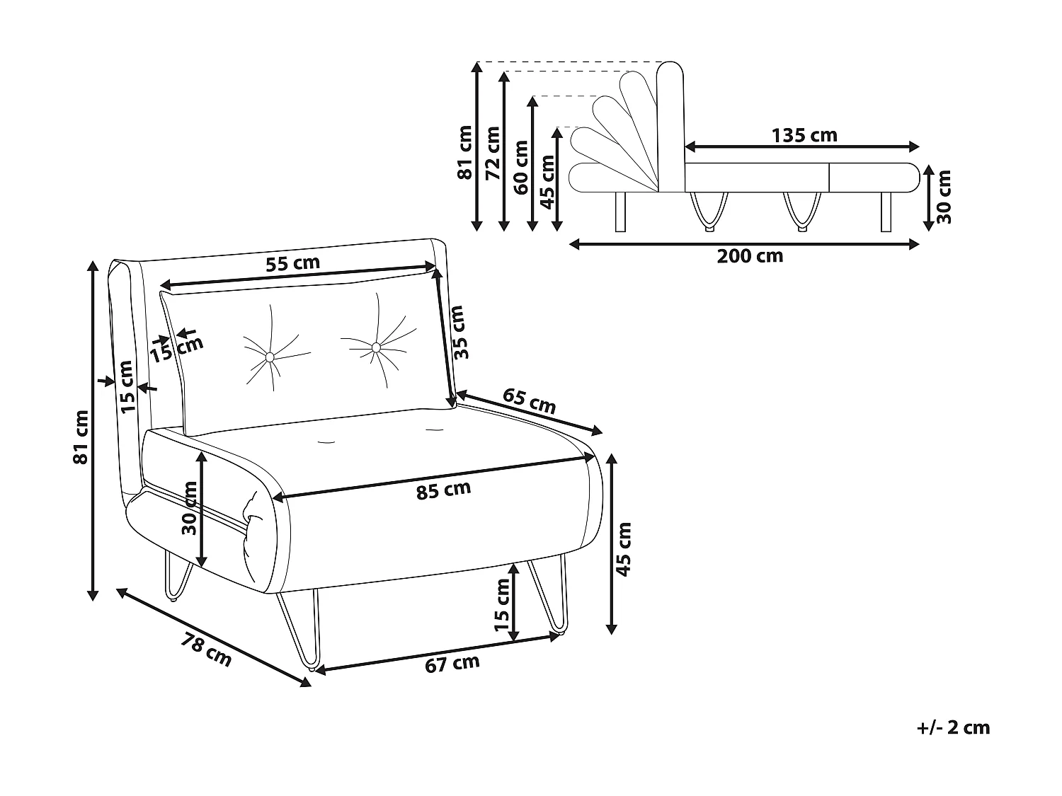 Sofá-cama individual VESTFOLD Tecido Creme claro