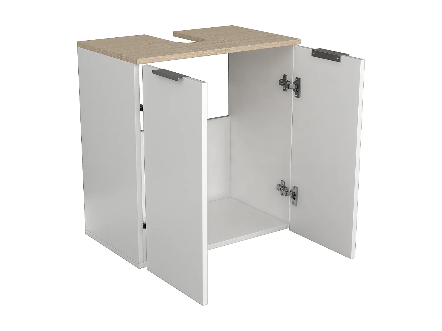 Armoire basse de salle de bain en bois Donali portes battantes