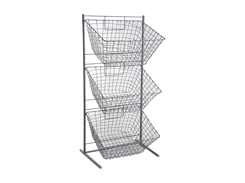 Présentoir en métal gris Corbeilles rectangulaires
