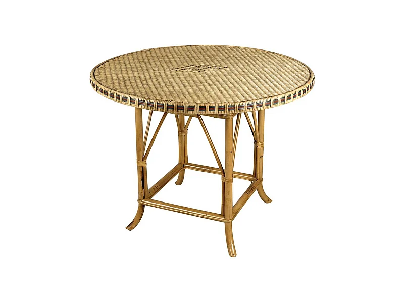 Table en rotin patiné et coloré