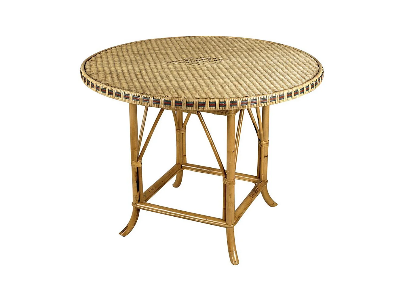 Table en rotin patiné et coloré