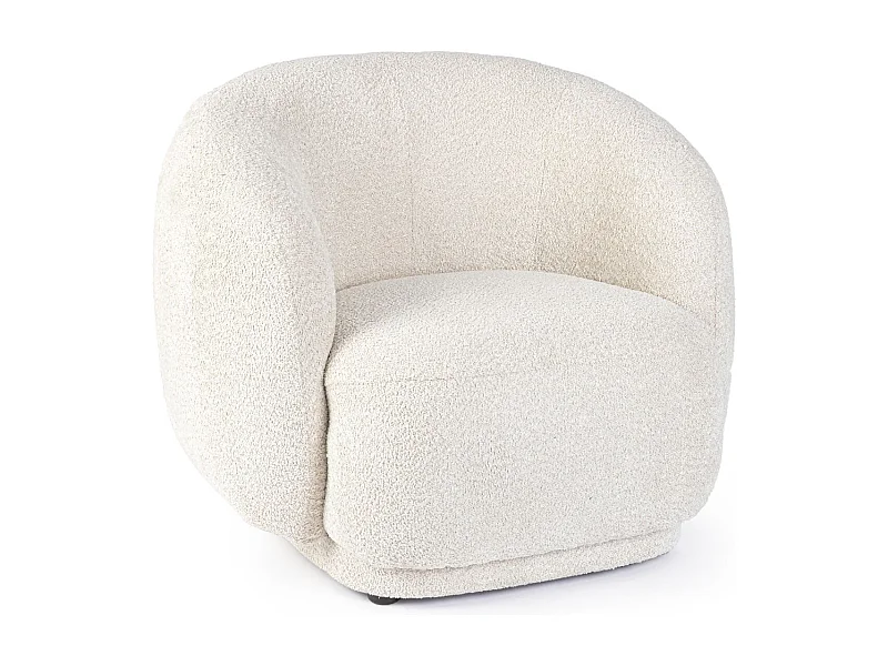 Fauteuil 1 place en tissu bouclette blanc - ELLA