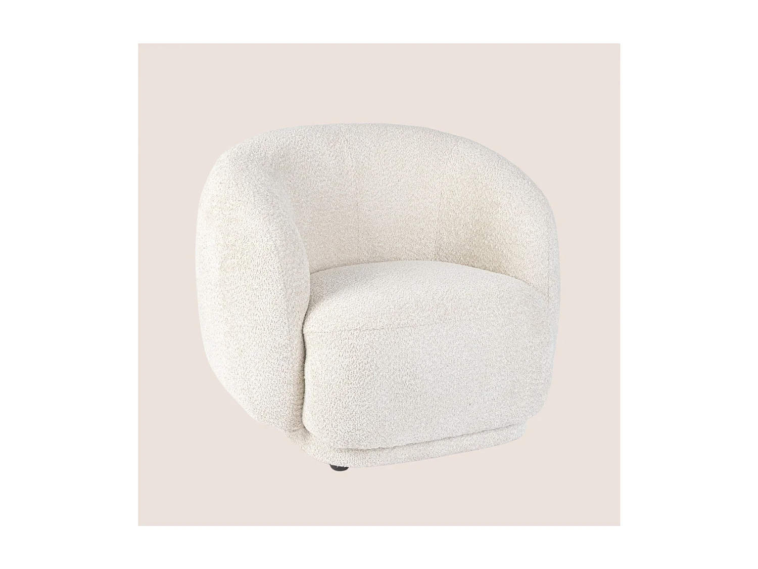 Fauteuil 1 place en tissu bouclette blanc - ELLA