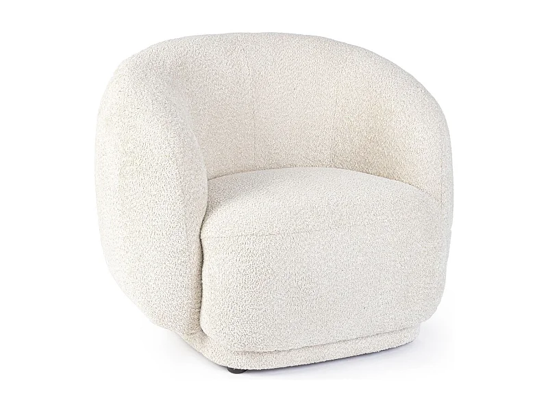 Fauteuil 1 place en tissu bouclette blanc - ELLA