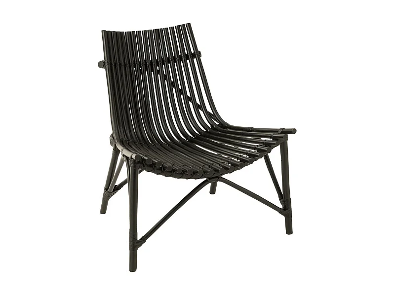 Fauteuil Design en Rotin "Margery" 84cm Noir