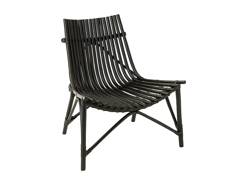 Fauteuil Design en Rotin "Margery" 84cm Noir