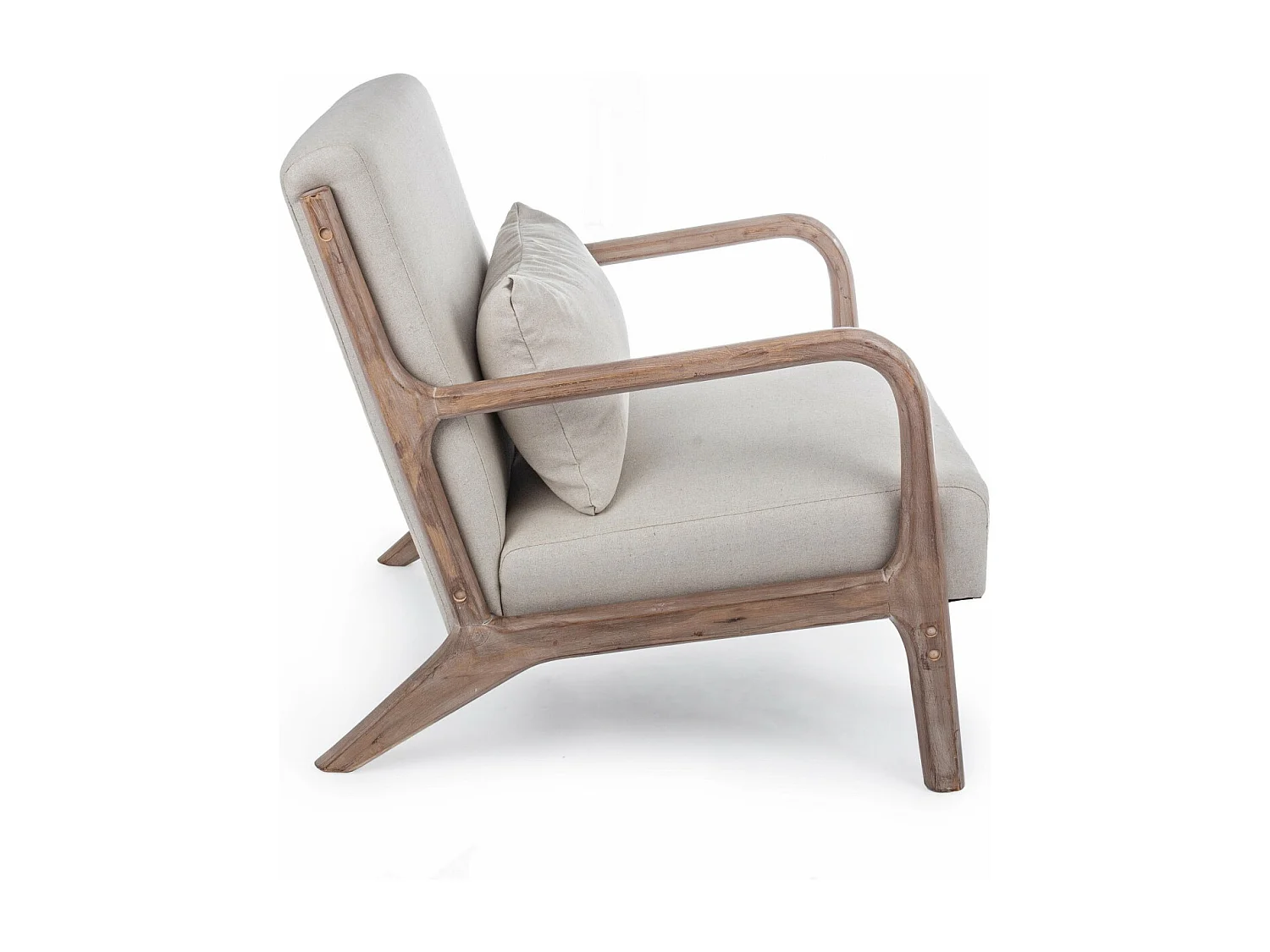 Fauteuil avec accoudoirs en lin matelassé - SEVENTIES