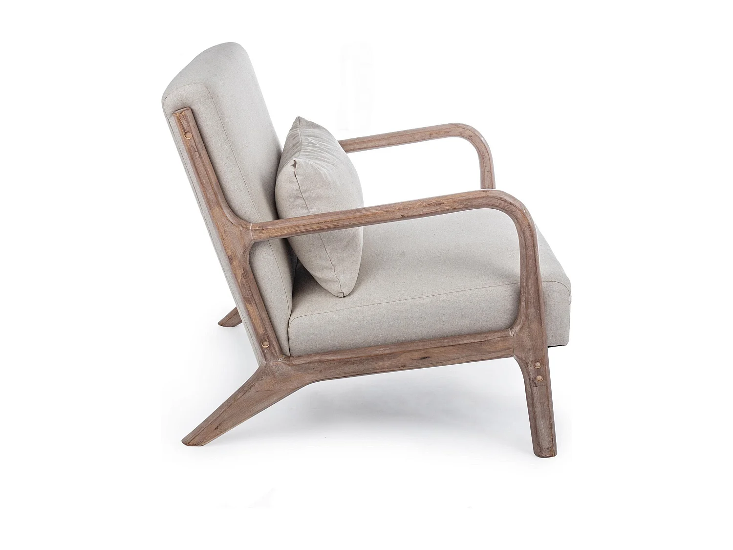 Fauteuil avec accoudoirs en lin matelassé - SEVENTIES
