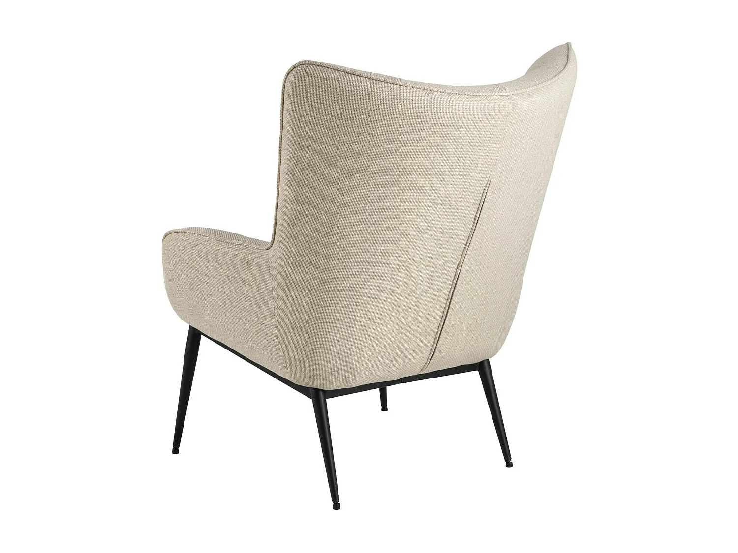 Fauteuil en tissu beige capitonné piétement oblique en métal noir - OTIS