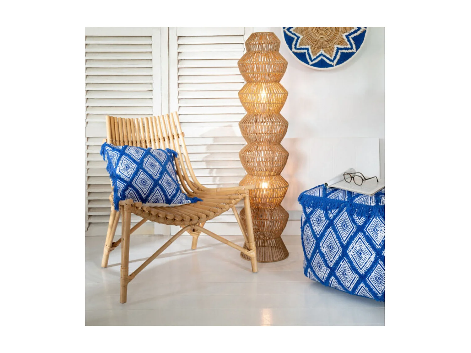 Fauteuil Design en Rotin "Margery" 84cm Naturel