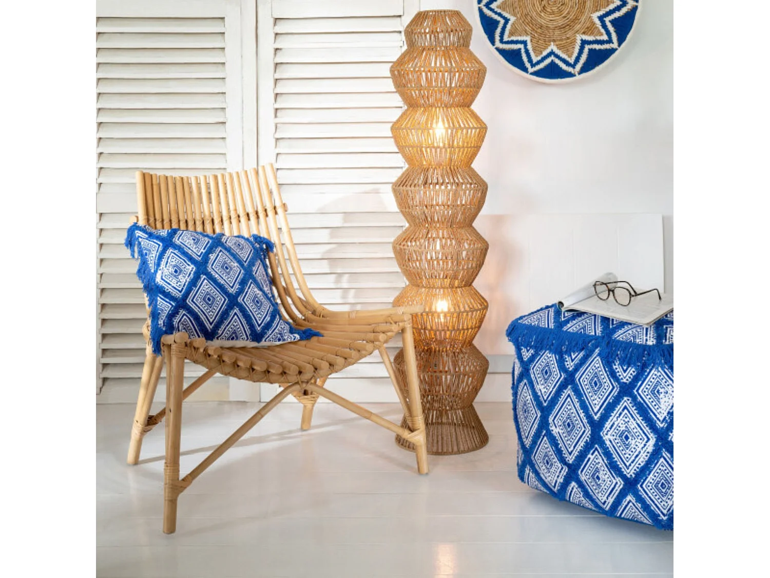 Fauteuil Design en Rotin "Margery" 84cm Naturel