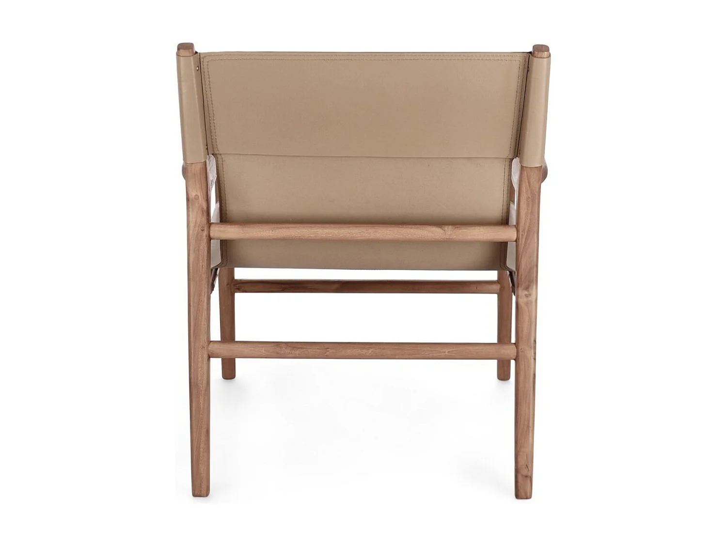 Fauteuil lounge en bois de Teck et cuir Karole – Modernité et durabilité-Marron clair