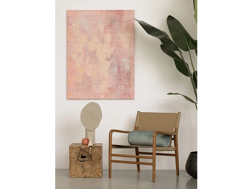 Fauteuil lounge en bois de Teck et cuir Karole – Modernité et durabilité-Marron clair