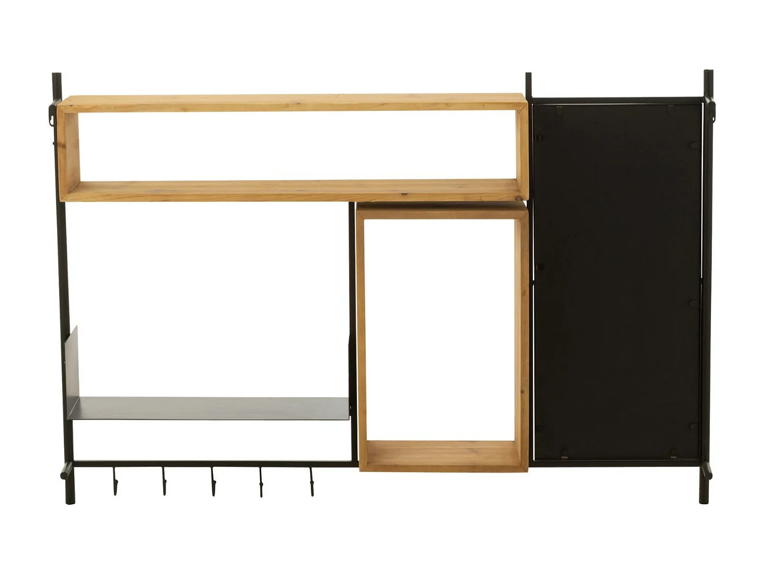Patère Murale & Miroir "Tina" 130cm Noir & Naturel