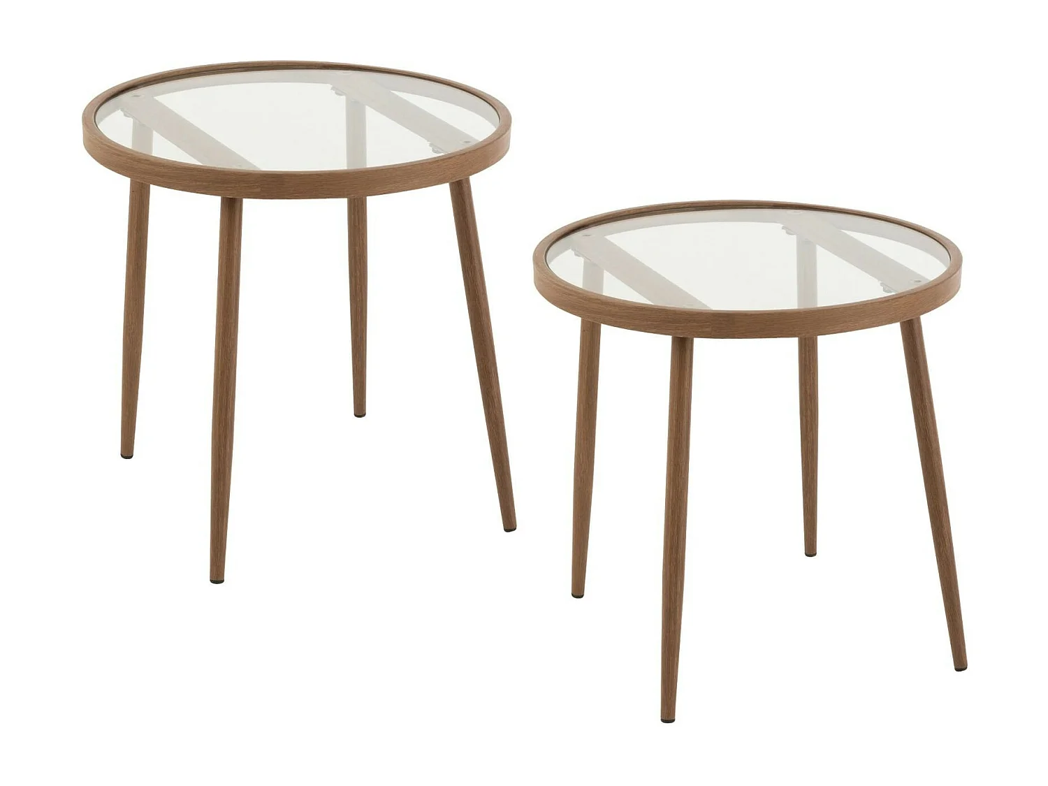 Table basse ronde en métal et verre D50 (lot de 2) - MALAGA