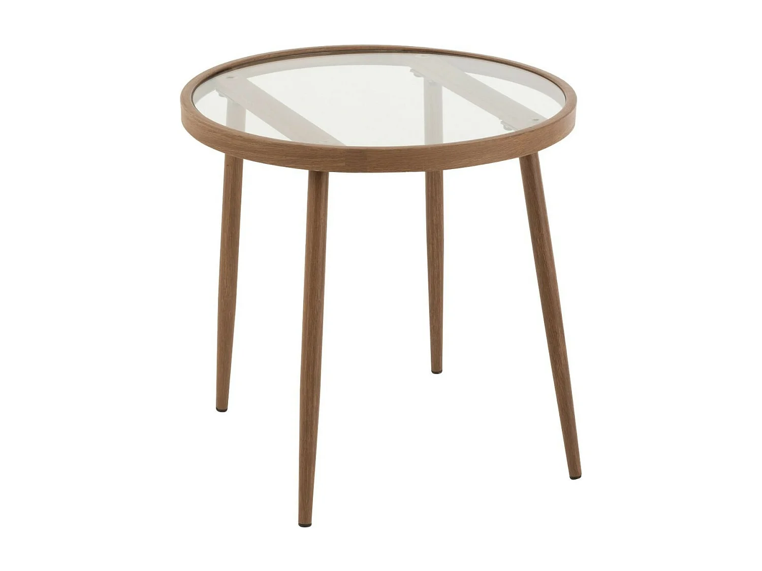 Table basse ronde en métal et verre D50 (lot de 2) - MALAGA