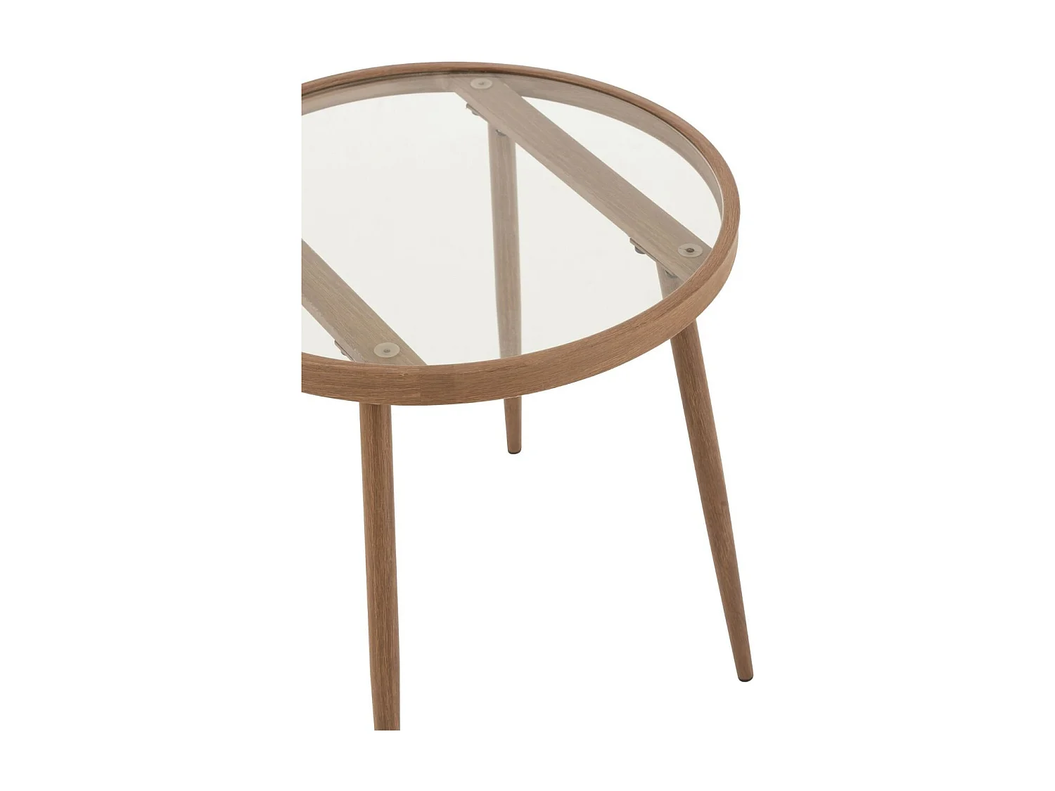 Table basse ronde en métal et verre D50 (lot de 2) - MALAGA