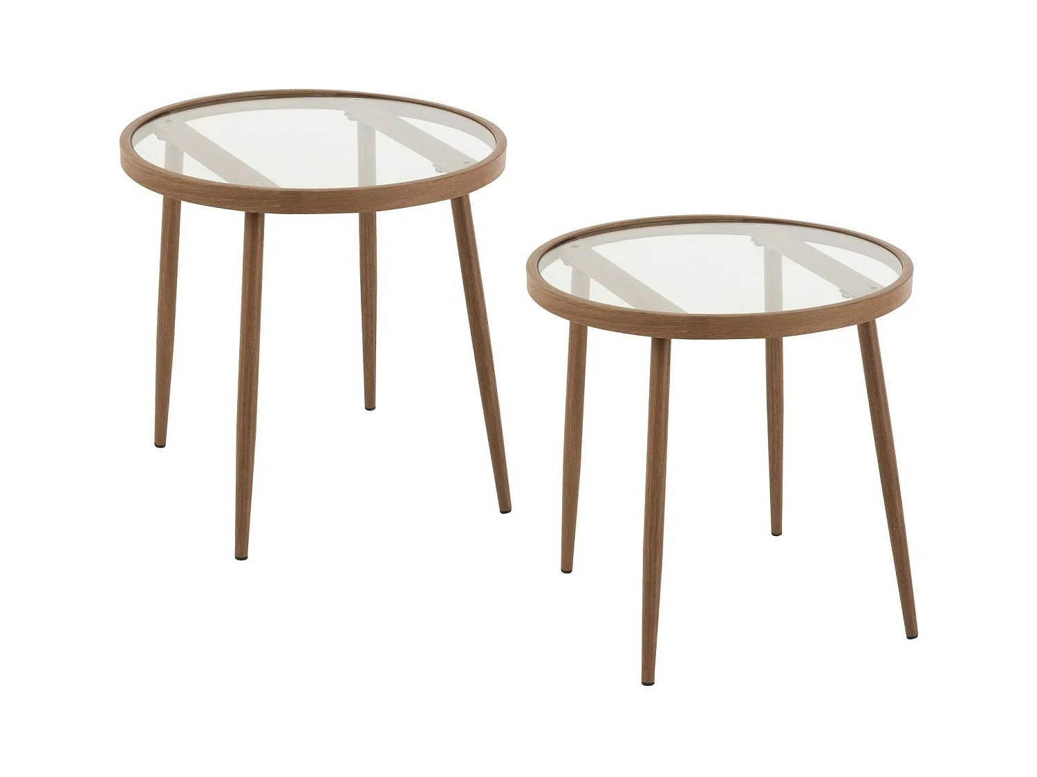 Table basse ronde en métal et verre D50 (lot de 2) - MALAGA