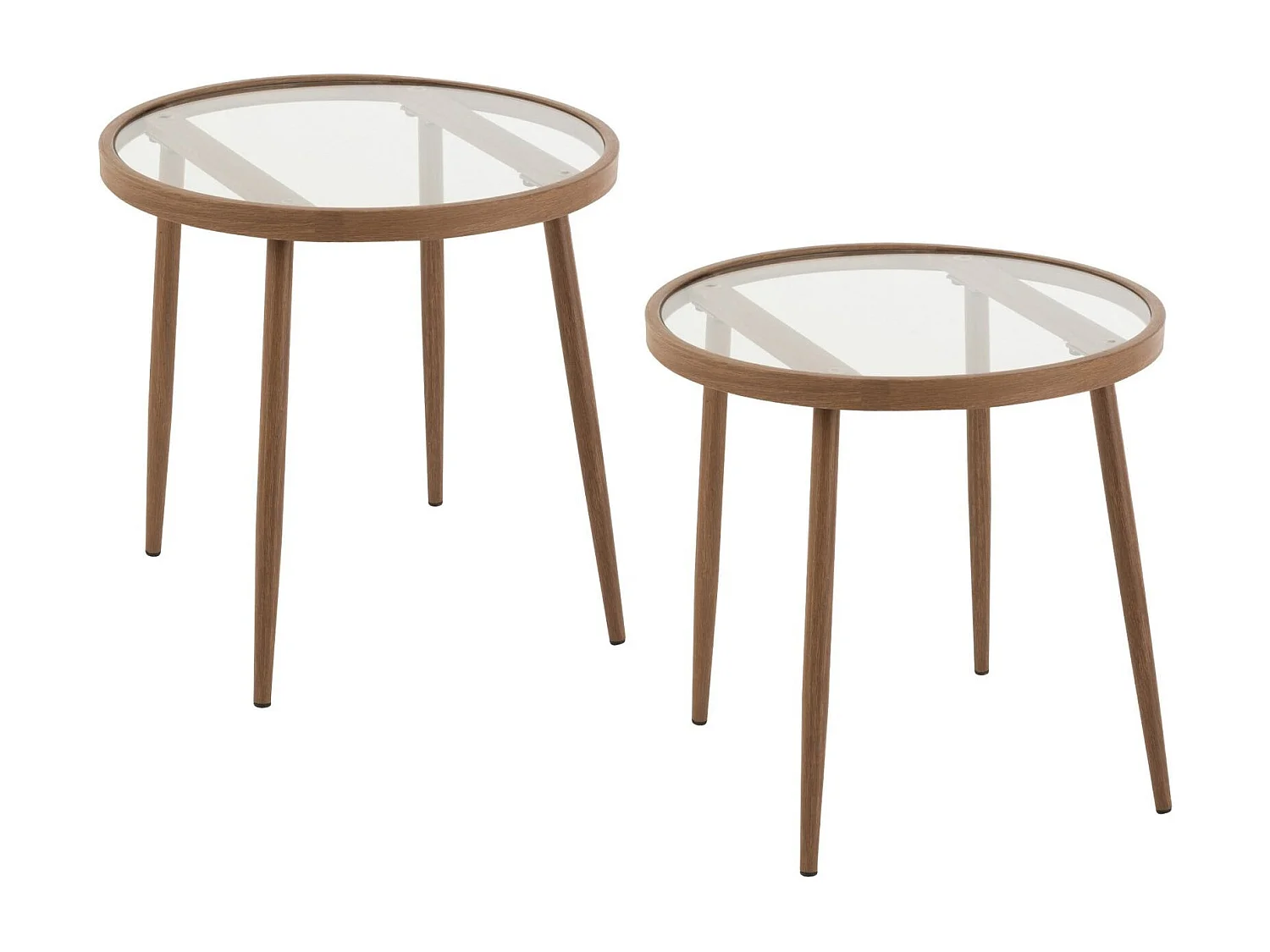 Table basse ronde en métal et verre D50 (lot de 2) - MALAGA