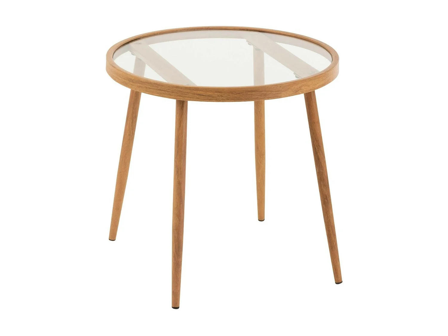 Table basse ronde en métal et verre D50 (lot de 2) - MALAGA