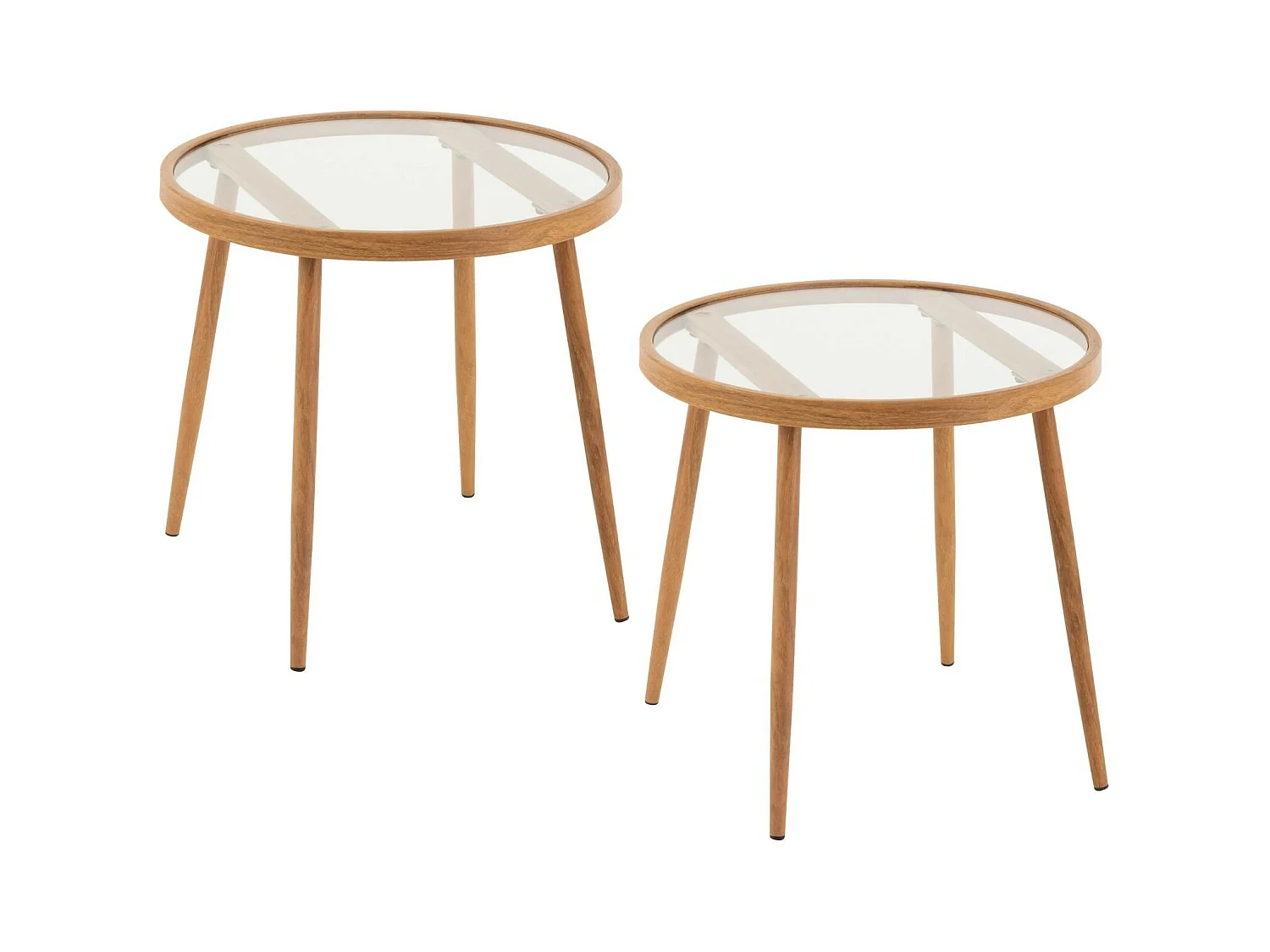 Table basse ronde en métal et verre D50 (lot de 2) - MALAGA