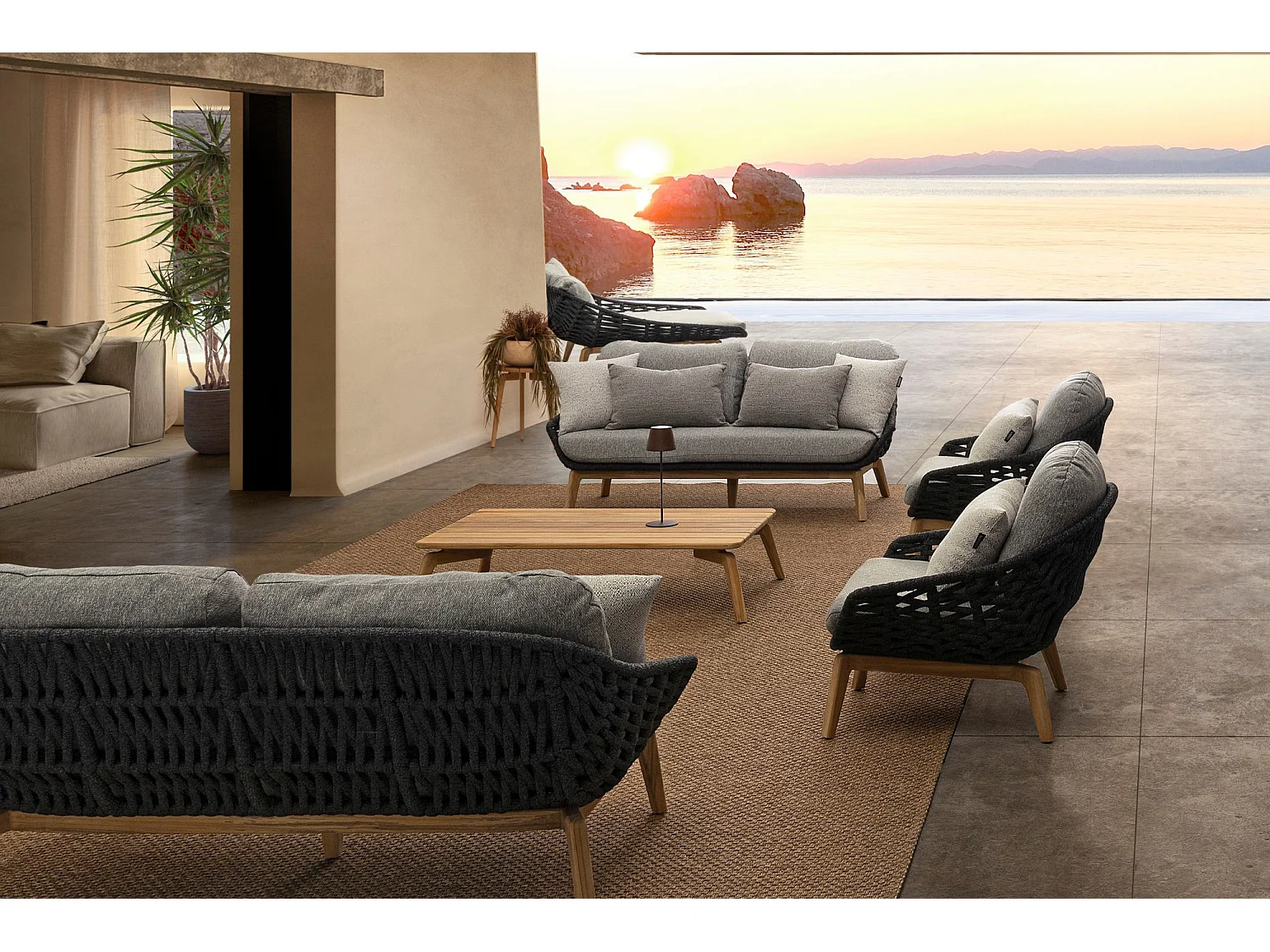 Table basse de jardin rectangulaire en teck L120 - BREHAT