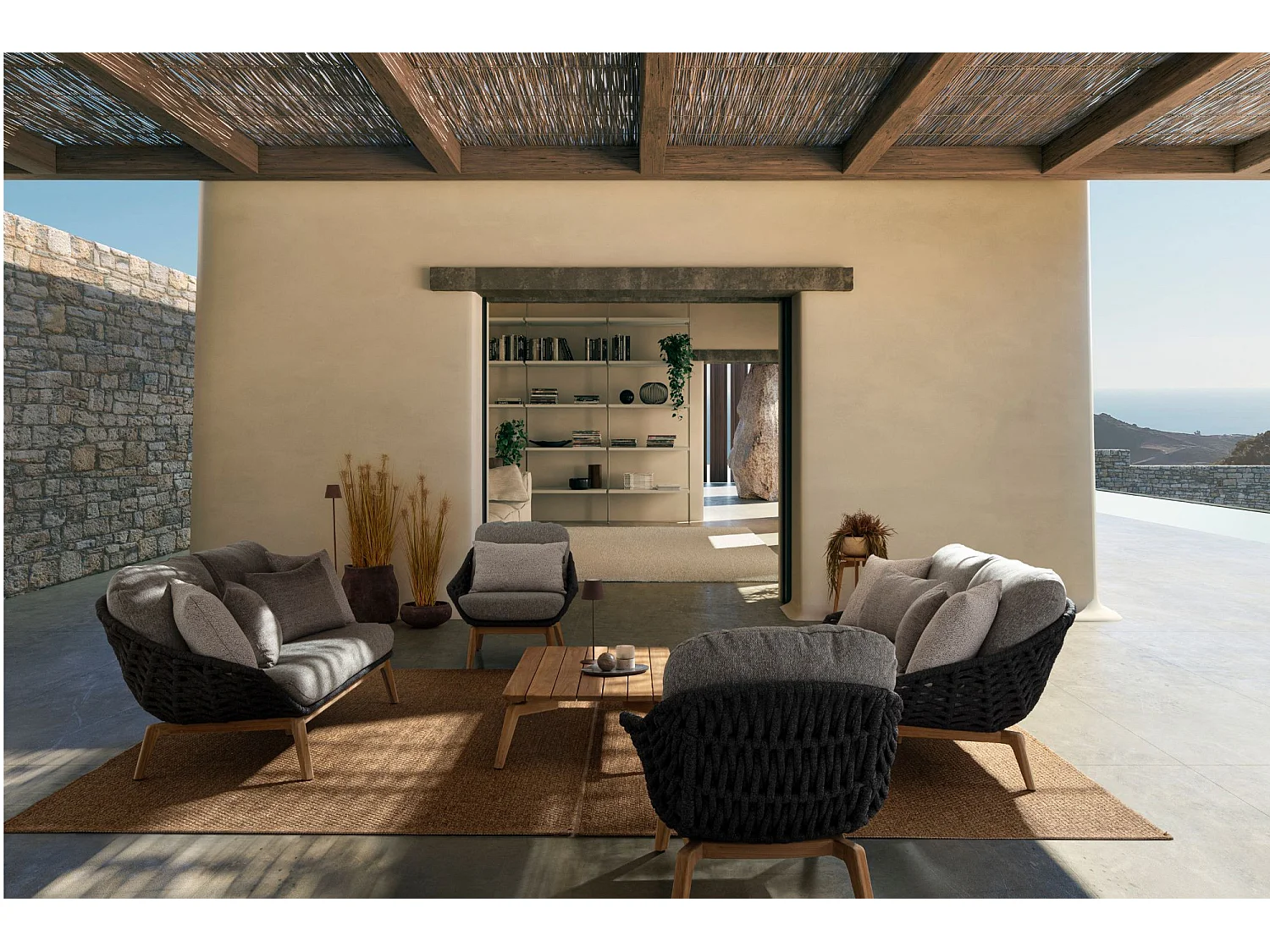 Table basse de jardin rectangulaire en teck L120 - BREHAT