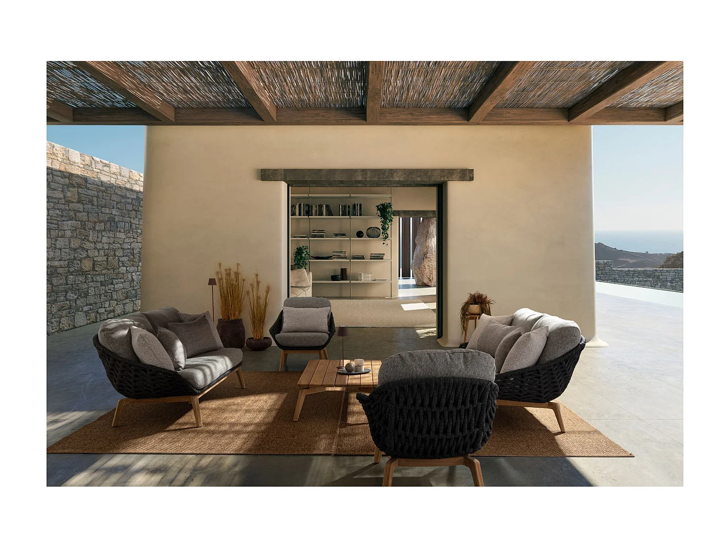 Table basse de jardin rectangulaire en teck L120 - BREHAT