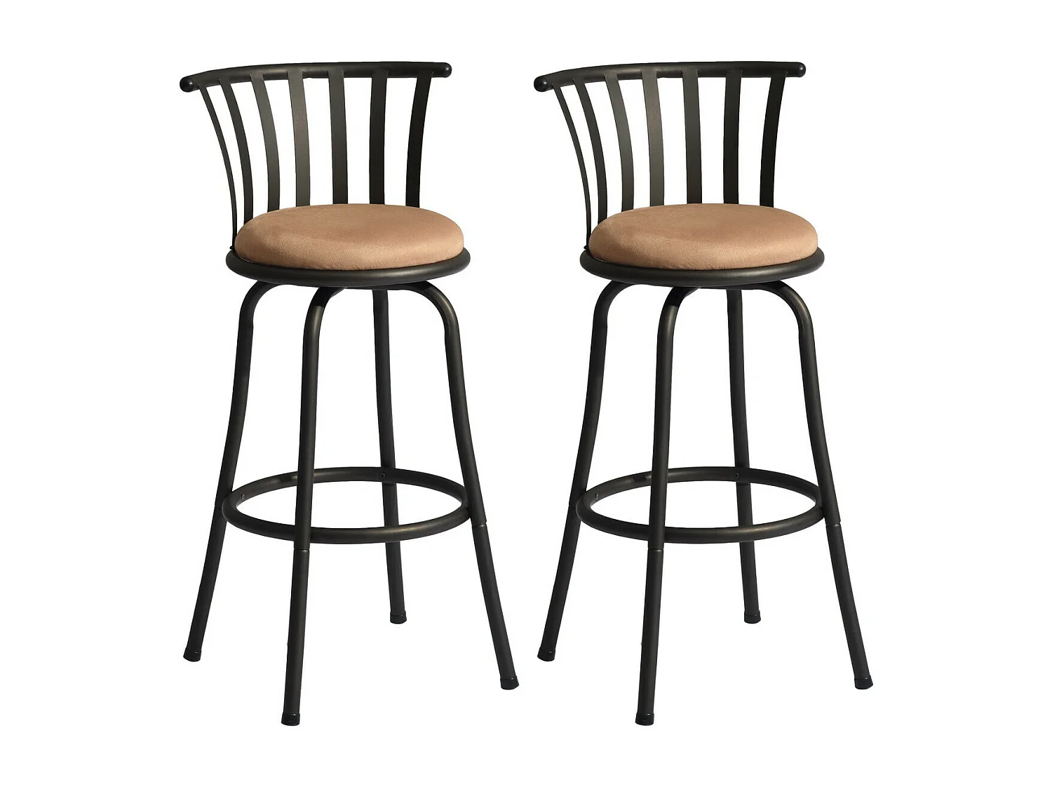 Lot de 2 tabourets de bar pivotants style bistrot marron repose pieds 2 hauteurs assises possibles 62/73cm PISTIL 24/29 INCH